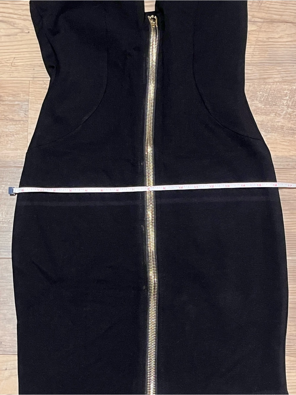 Haute Monde Black Mini Dress with Gold Center Zip- size medium NEW WITH TAGS - Picture 8 of 9